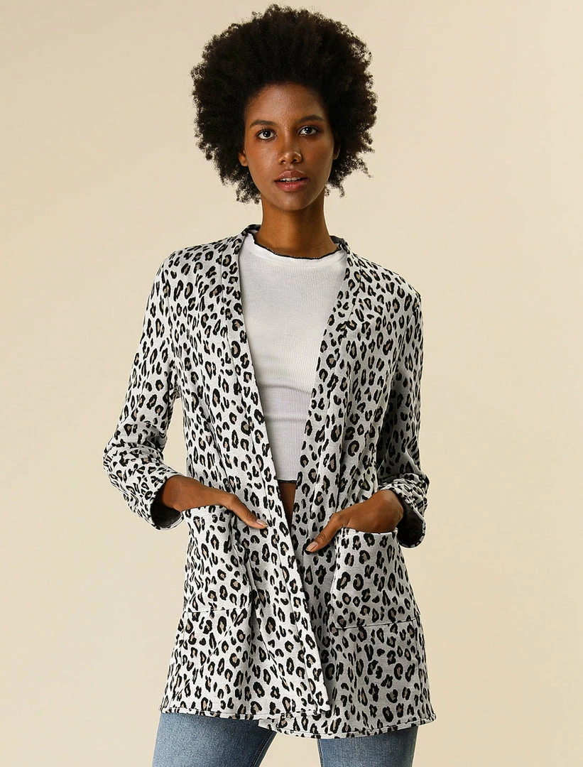 Allegra K Women's Cheetah Print Long Sleeve Open Front Leopard Cardigan 6 Allegra K Women's Cheetah Print Long Sleeve Open Front Leopard Cardigan