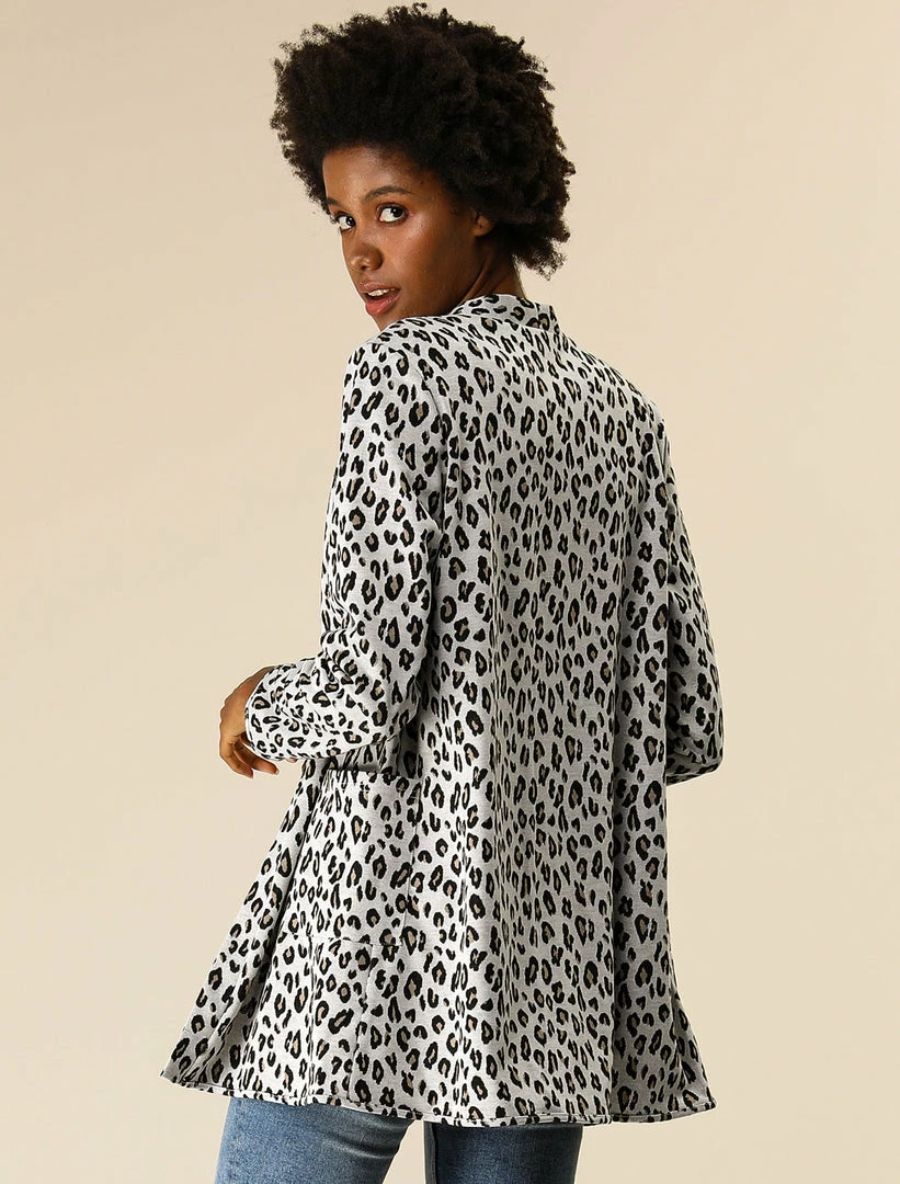 Allegra K Women's Cheetah Print Long Sleeve Open Front Leopard Cardigan 7 Allegra K Women's Cheetah Print Long Sleeve Open Front Leopard Cardigan