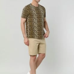 Allegra K Men's Prints Shirts Round Neck Pattern Short Sleeve T Shirt