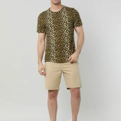 Allegra K Men's Prints Shirts Round Neck Pattern Short Sleeve T Shirt