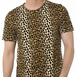 Allegra K Men's Prints Shirts Round Neck Pattern Short Sleeve T Shirt