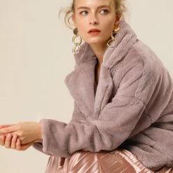 Allegra K Faux Fur Cropped Teddy Jacket Women 84 Allegra K Faux Fur Cropped Teddy Jacket Women