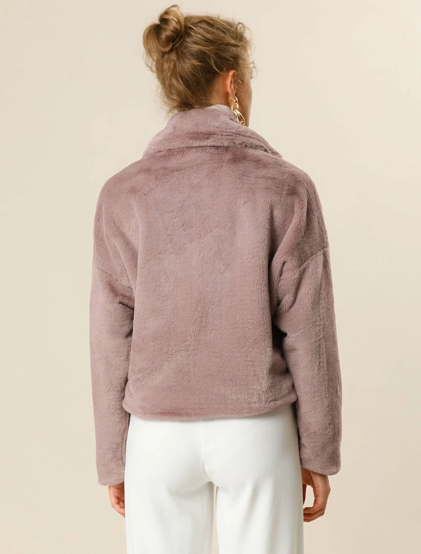 Allegra K Faux Fur Cropped Teddy Jacket Women 26 Allegra K Faux Fur Cropped Teddy Jacket Women