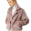 Allegra K Faux Fur Cropped Teddy Jacket Women