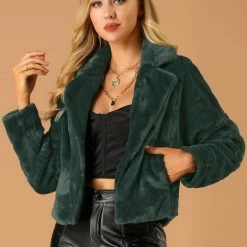 Allegra K Faux Fur Cropped Teddy Jacket Women 78 Allegra K Faux Fur Cropped Teddy Jacket Women
