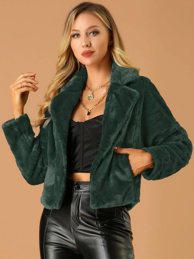 Allegra K Faux Fur Cropped Teddy Jacket Women 18 Allegra K Faux Fur Cropped Teddy Jacket Women