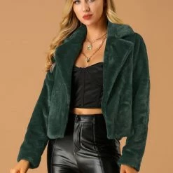 Allegra K Faux Fur Cropped Teddy Jacket Women 79 Allegra K Faux Fur Cropped Teddy Jacket Women