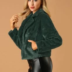 Allegra K Faux Fur Cropped Teddy Jacket Women 80 Allegra K Faux Fur Cropped Teddy Jacket Women