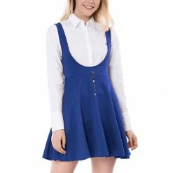 Allegra K Women Button Decor Flared Hem Above Knee Dress Suspender Skirt