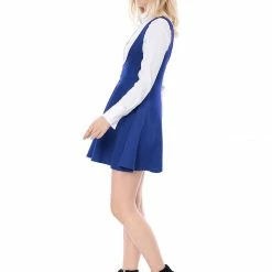 Allegra K Women Button Decor Flared Hem Above Knee Dress Suspender Skirt