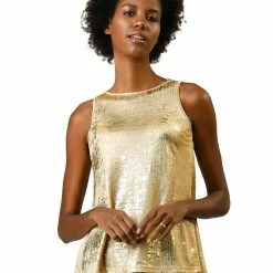 Allegra K Shiny Shimmer Tank Top