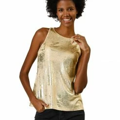 Allegra K Shiny Shimmer Tank Top