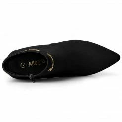 Allegra K Women's Pointed Toe Side Zip Stiletto Heel Ankle Booties