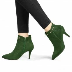 Allegra K Women's Pointed Toe Side Zip Stiletto Heel Ankle Booties
