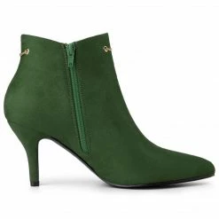 Allegra K Women's Pointed Toe Side Zip Stiletto Heel Ankle Booties