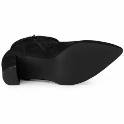 Allegra K Women's Pointed Toe Block Heel Zipper Ankle Boots Shoes