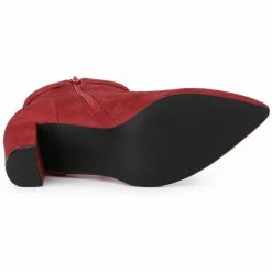 Allegra K Women's Pointed Toe Block Heel Zipper Ankle Boots Shoes