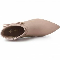 Allegra K Women's Pointed Toe Block Heel Zipper Ankle Boots Shoes