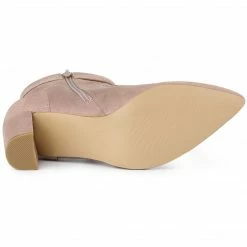 Allegra K Women's Pointed Toe Block Heel Zipper Ankle Boots Shoes