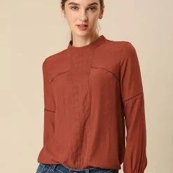 Allegra K Women's Embroidery Floral Peasant Blouse Crew Neck Boho Shirts Tops