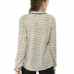Allegra K Women's Tie Ruffle Neck Blouse Vintage Bell Long Sleeves Top