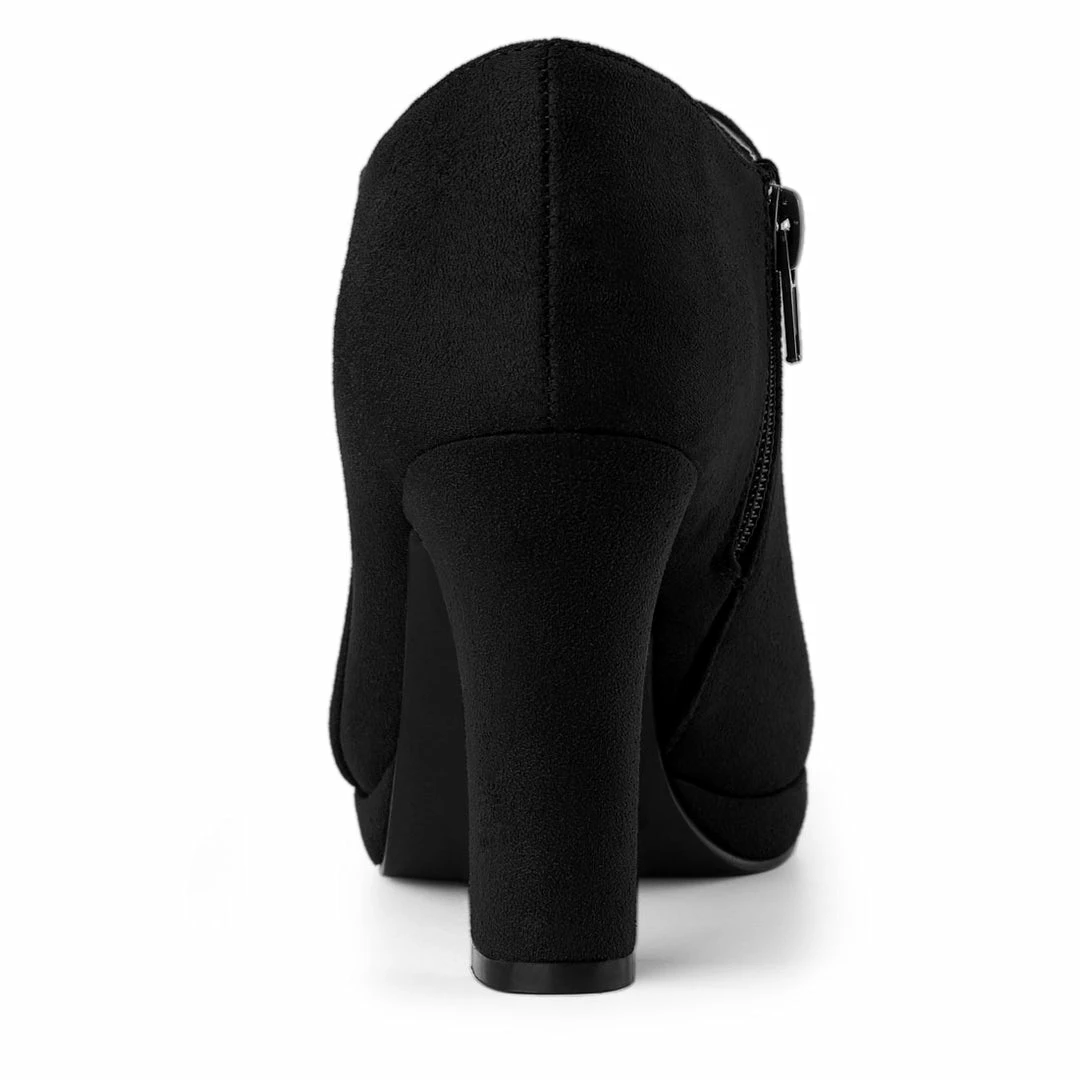 Allegra K Women's Platform Round Toe Chunky Heel Ankle Booties 28 Allegra K Women's Platform Round Toe Chunky Heel Ankle Booties