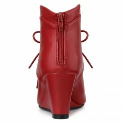 Allegra K Women's Pointed Toe Zip Wedge Heel Ankle Boots