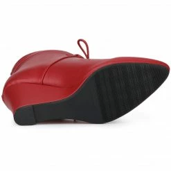 Allegra K Women's Pointed Toe Zip Wedge Heel Ankle Boots