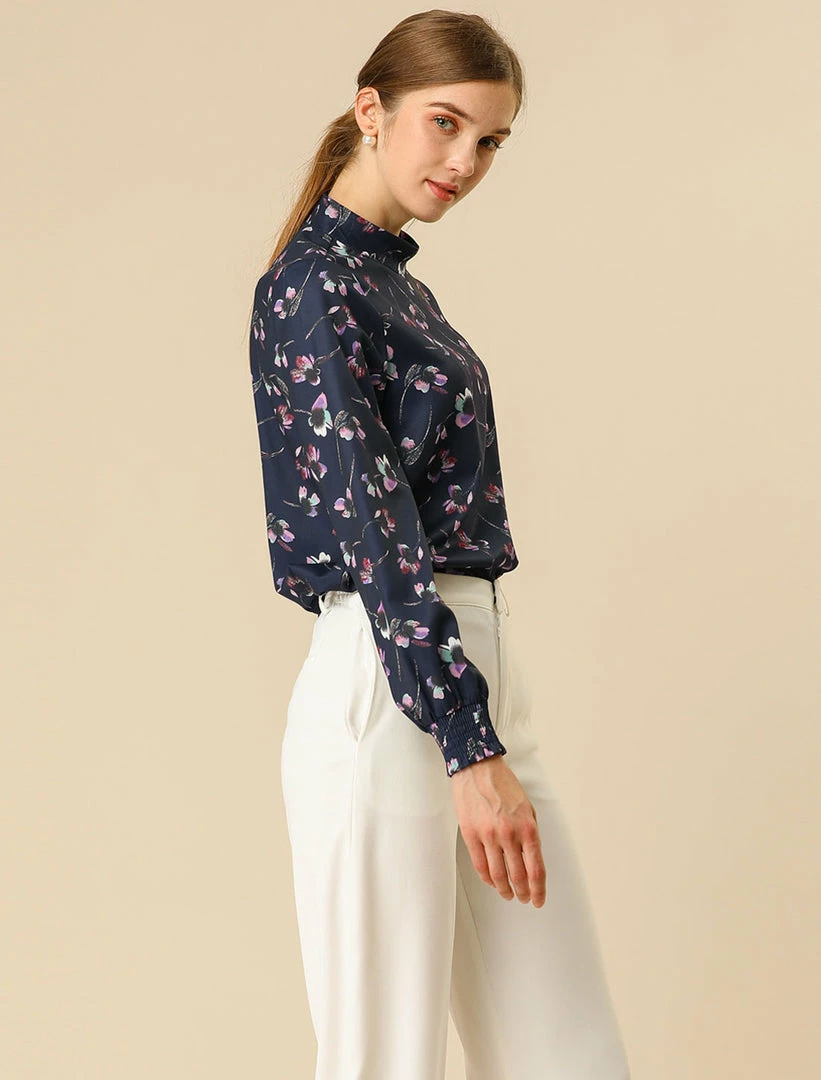 Allegra K Floral Mock Neck Long Sleeve Blouse Women 19 Allegra K Floral Mock Neck Long Sleeve Blouse Women