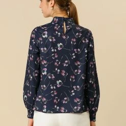 Allegra K Floral Mock Neck Long Sleeve Blouse Women 38 Allegra K Floral Mock Neck Long Sleeve Blouse Women