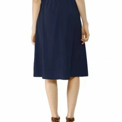 Allegra K Women's Button Front Casual High Waist Belted Midi Flare Skirt
