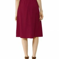 Allegra K Women's Button Front Casual High Waist Belted Midi Flare Skirt