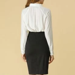 Allegra K Women's Slit Hem Ruffle Casual Work Office Midi Bodycon Skirt