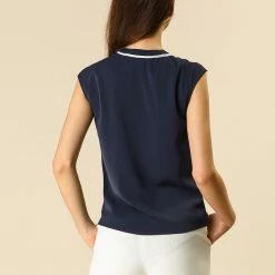 Allegra K Tie Neck Sleeveless Ruffle Button Down Chiffon Shirt Clothing 80 Allegra K Tie Neck Sleeveless Ruffle Button Down Chiffon Shirt Clothing