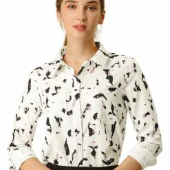 Allegra K Button Down Floral Print Long Sleeves Shirt 34 Allegra K Button Down Floral Print Long Sleeves Shirt