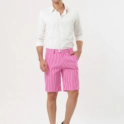Allegra K Men's Summer Shorts Stripe Slim Fit Flat Front Seersucker Chino Short Pants
