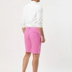 Allegra K Men's Summer Shorts Stripe Slim Fit Flat Front Seersucker Chino Short Pants