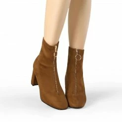 Allegra K Women's Front Zipper Chunky High Heel Ankle Boots Shoes 26 Allegra K Women's Front Zipper Chunky High Heel Ankle Boots Shoes