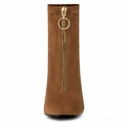 Allegra K Women's Front Zipper Chunky High Heel Ankle Boots Shoes 27 Allegra K Women's Front Zipper Chunky High Heel Ankle Boots Shoes