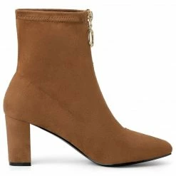 Allegra K Women's Front Zipper Chunky High Heel Ankle Boots Shoes 31 Allegra K Women's Front Zipper Chunky High Heel Ankle Boots Shoes