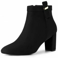 Allegra K Shoes Women's Round Toe Chunky High Heel Ankle Boots 39 Allegra K Shoes Women's Round Toe Chunky High Heel Ankle Boots