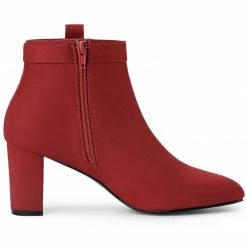 Allegra K Shoes Women's Round Toe Chunky High Heel Ankle Boots 38 Allegra K Shoes Women's Round Toe Chunky High Heel Ankle Boots