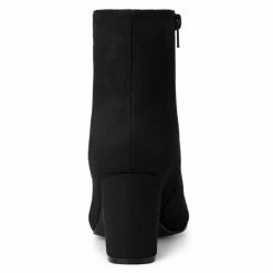 Allegra K Women's Dress Side Zip Chunky Heel Ankle Boots Shoes