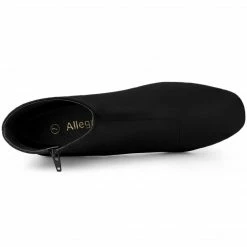 Allegra K Women's Dress Side Zip Chunky Heel Ankle Boots Shoes