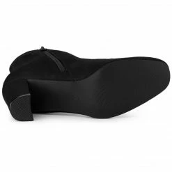 Allegra K Women's Dress Side Zip Chunky Heel Ankle Boots Shoes