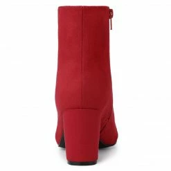 Allegra K Women's Dress Side Zip Chunky Heel Ankle Boots Shoes