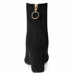 Allegra K Shoes Women's Pointed Toe Zipper Chunky Heels Ankle Boots