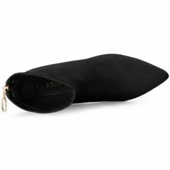 Allegra K Shoes Women's Pointed Toe Zipper Chunky Heels Ankle Boots