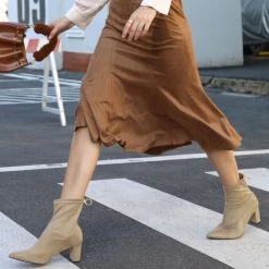 Allegra K Shoes Women's Pointed Toe Zipper Chunky Heels Ankle Boots