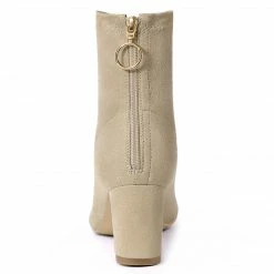 Allegra K Shoes Women's Pointed Toe Zipper Chunky Heels Ankle Boots